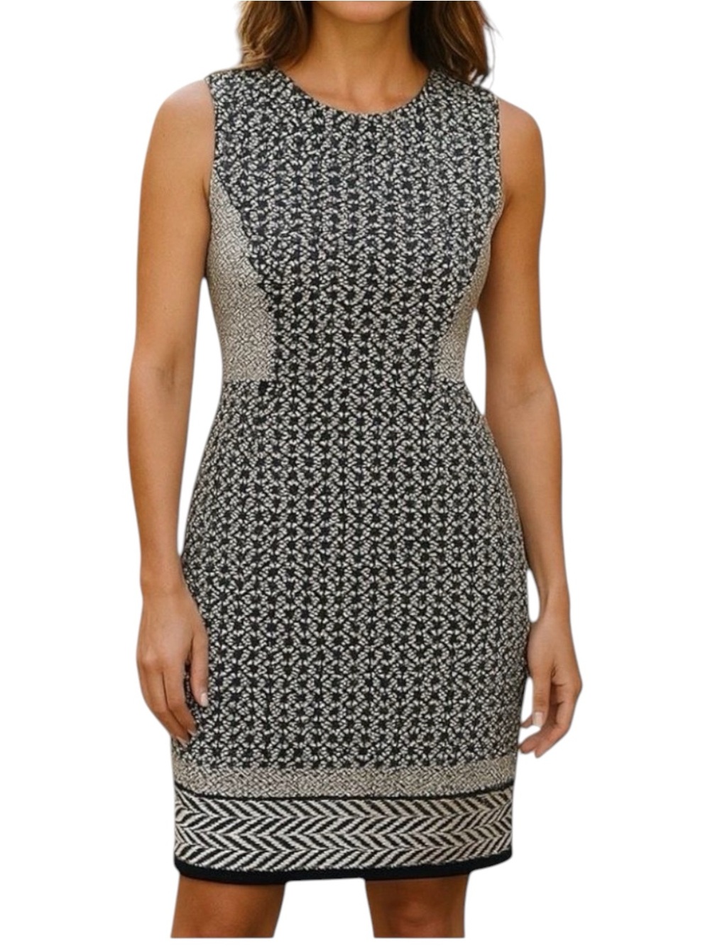 J Crew Black Cream Sheath Sleeveless Dress NWT Size 8 Office Academia